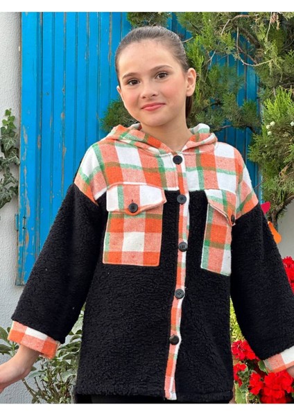 Kız Çocuk Mevsimlik Kapüşonlu Peluş Hırka-CKT-0009