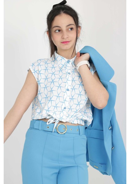 Kız Çocuk 3'lü Set Takım Kombin Blazer Ceket-Bluz-Pantolon Bayramlık Özel Gün Takım ELBISE-TKM-0003 fırsatları