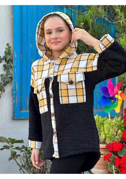 Kız Çocuk Mevsimlik Kapüşonlu Peluş Hırka-CKT-0009 fiyatları