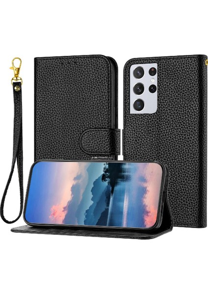 Samsung Galaxy S21 Ultra Flip Için Folio Kart Yuvaları Pu Telefon Kılıfı (Yurt Dışından)