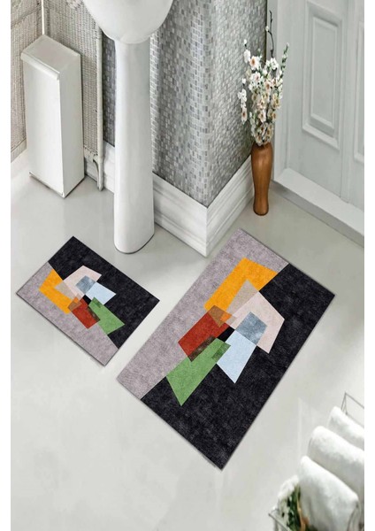 Banyo Halısı Ikili Klozet Takımı Kaymaz Tabanlı (60 cm x 100 cm + 40 cm x 60 cm ) fiyatları