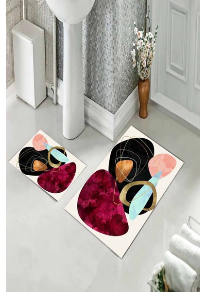 Banyo Halısı Ikili Klozet Takımı Kaymaz Tabanlı (60 cm x 100 cm + 40 cm x 60 cm ) fiyatları