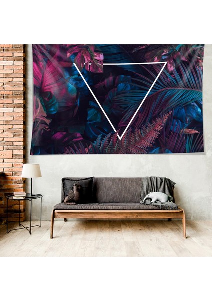 Renkli Tropikal Yaprak Üçgenli Leke Tutmaz Kadife Dokulu Kumaş Duvar Örtüsü Duvar Halısı Tapestry fiyatları