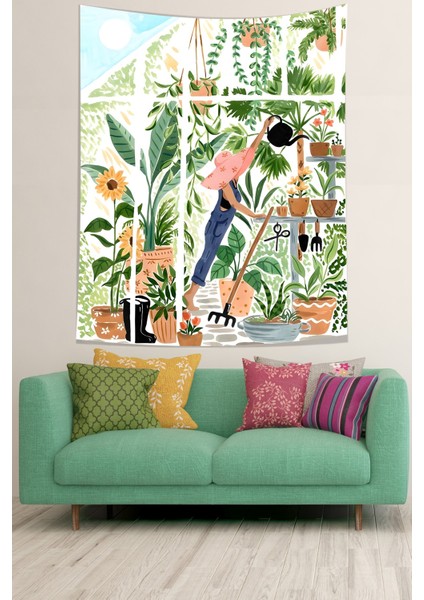 Bohem Iskandinav Dekor Bitki Evi Leke Tutmaz Kumaş Duvar Örtüsü Duvar Halısı Tapestry