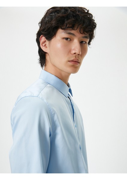 Basic Gömlek Uzun Kollu Düğmeli Klasik Yaka