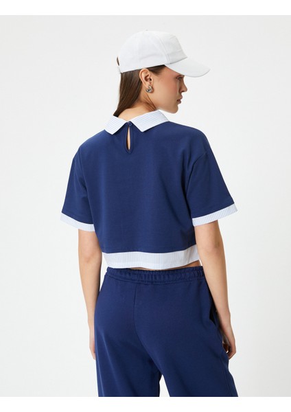 Polo Yaka Tişört Crop Kısa Kollu Çift Kumaş Kullanımlı Kısa Kollu fırsatları