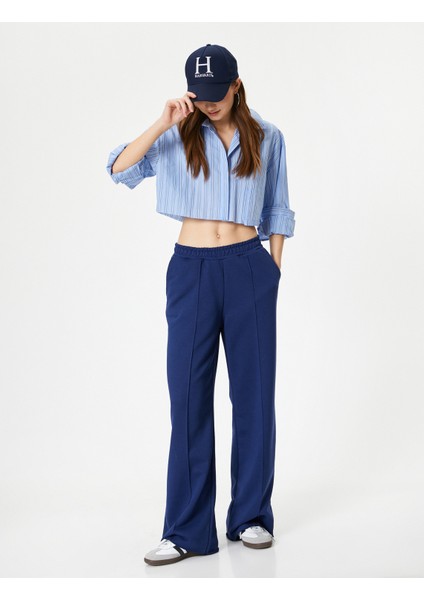 Geniş Paça Eşofman Nervürlü Rahat Kalıp