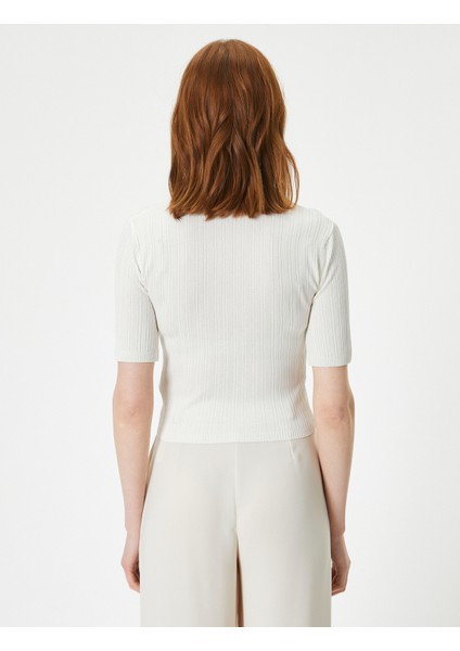 Polo Yaka Kazak Triko Crop Kısa Kollu fırsatları