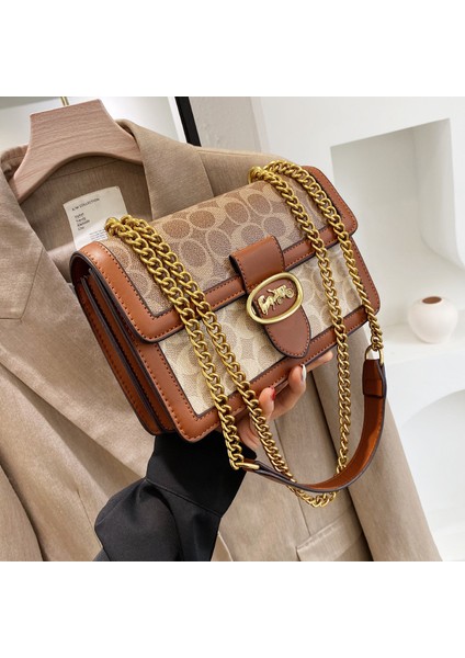 Kadınlar Için Üst Düzey Çantalar 2022 Yeni Moda Moda Retro Zincir Çanta Çok Yönlü Çapraz Askılı Omuz Çantası Küçük Kare Çanta (Yurt Dışından)