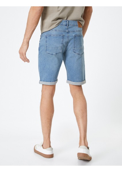 Kot Şort Slim Fit Düğmeli Cepli Katlı Paça fırsatları