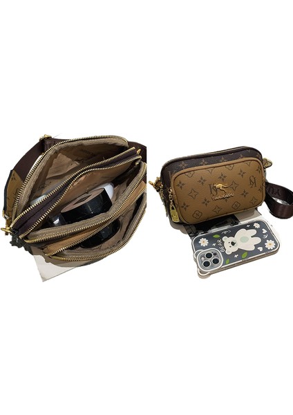 High-End Kadın Çantaları 2022 Yeni Retro Kadın Çantaları Moda Baskılı Omuz Kadın Çantası Küçük Kare Çanta Crossbody Çanta Göğüs Çantası (Yurt Dışından)
