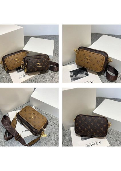 High-End Kadın Çantaları 2022 Yeni Retro Kadın Çantaları Moda Baskılı Omuz Kadın Çantası Küçük Kare Çanta Crossbody Çanta Göğüs Çantası (Yurt Dışından)