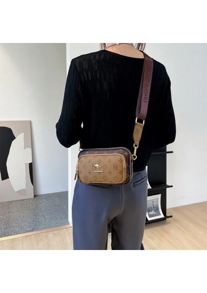 High-End Kadın Çantaları 2022 Yeni Retro Kadın Çantaları Moda Baskılı Omuz Kadın Çantası Küçük Kare Çanta Crossbody Çanta Göğüs Çantası (Yurt Dışından)