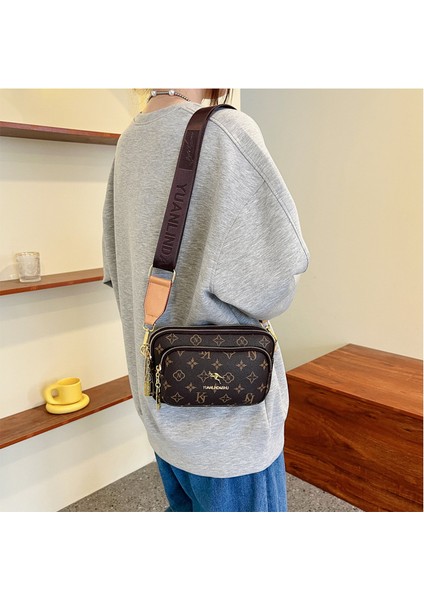 High-End Kadın Çantaları 2022 Yeni Retro Kadın Çantaları Moda Baskılı Omuz Kadın Çantası Küçük Kare Çanta Crossbody Çanta Göğüs Çantası (Yurt Dışından)