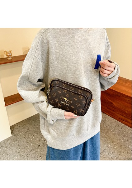 High-End Kadın Çantaları 2022 Yeni Retro Kadın Çantaları Moda Baskılı Omuz Kadın Çantası Küçük Kare Çanta Crossbody Çanta Göğüs Çantası (Yurt Dışından)
