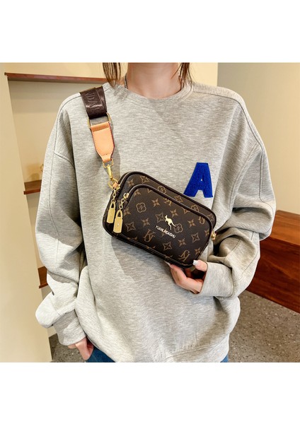 High-End Kadın Çantaları 2022 Yeni Retro Kadın Çantaları Moda Baskılı Omuz Kadın Çantası Küçük Kare Çanta Crossbody Çanta Göğüs Çantası (Yurt Dışından)