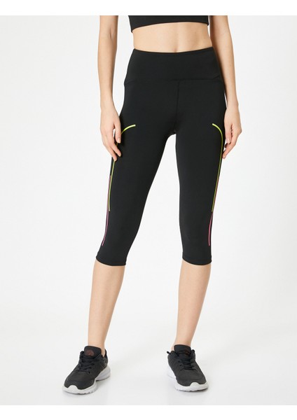 Kapri Tayt Yanları Çizgili Standart Bel Slim Fit