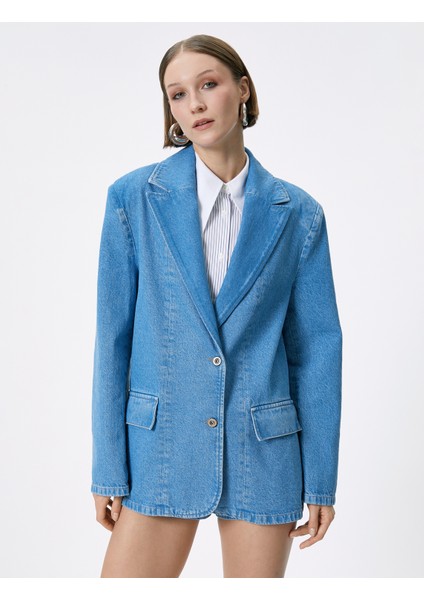 Kot Blazer Ceket Ters Yaka Kruvaze Cep Detaylı Rahat Kalıp fırsatları