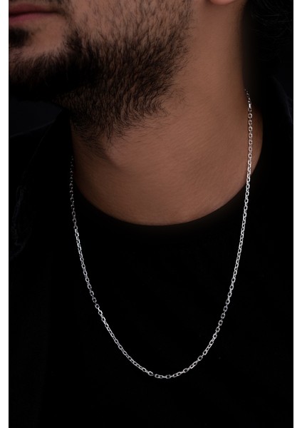Vog - 2mm Forse Model 925 Ayar Erkek Gümüş Kolye Zincir Gklgmsforse