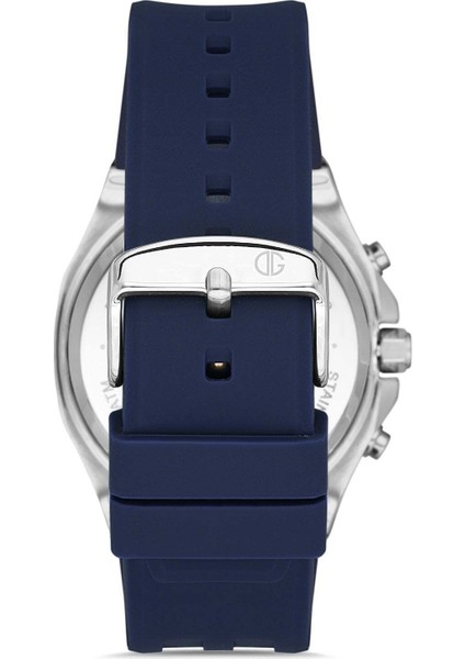 Gümüş Kaplamalı Lacivert Kadranlı Lacivert Silikon Kordonlu Erkek Kol Saati modelleri