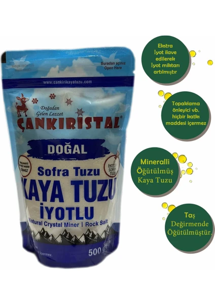 Çankırı Doğal Mineralli Iyotlu Kaya Tuzu 500 gr x 3