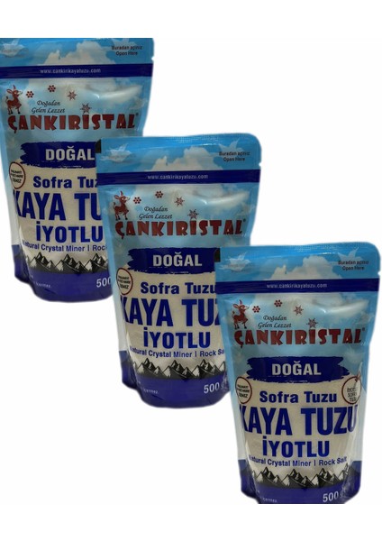 Çankırı Doğal Mineralli Iyotlu Kaya Tuzu 500 gr x 3