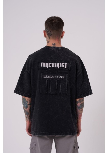 Erkek Be Bold Be You Yıkmalı Oversize Asphalt Tişört