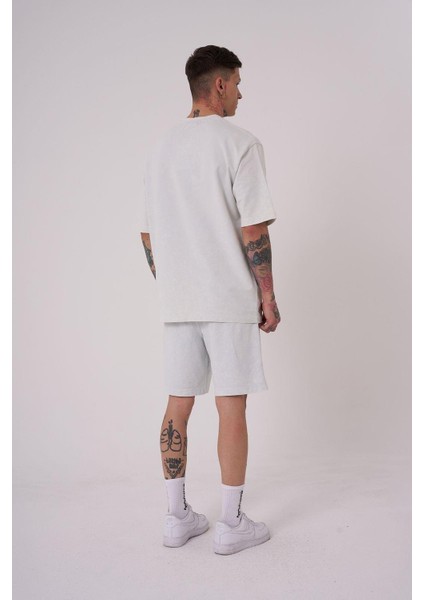Erkek Luxury Yıkamalı Basic Relaxed Gri Spotted Tişört fırsatları