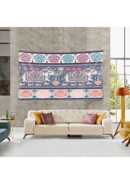 India Fil Desen Etnik Leke Tutmaz Kadife Dokulu Kumaş Duvar Örtüsü Duvar Halısı Tapestry fırsatları