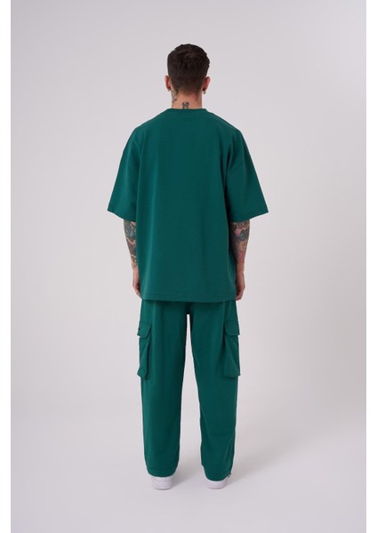Erkek Machinist Dollar Basic Oversize Petrol Yeşili Tişört