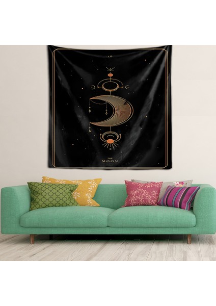 Moon Hilal Ay Desen Leke Tutmaz Kadife Dokulu Kumaş Duvar Örtüsü Duvar Halısı Tapestry