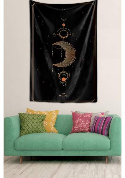 Moon Hilal Ay Desen Leke Tutmaz Kadife Dokulu Kumaş Duvar Örtüsü Duvar Halısı Tapestry fiyatları