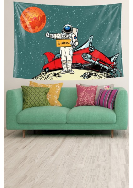 To Mars Astronot Desen Leke Tutmaz Kadife Dokulu Kumaş Duvar Örtüsü Duvar Halısı Tapestry fiyatları