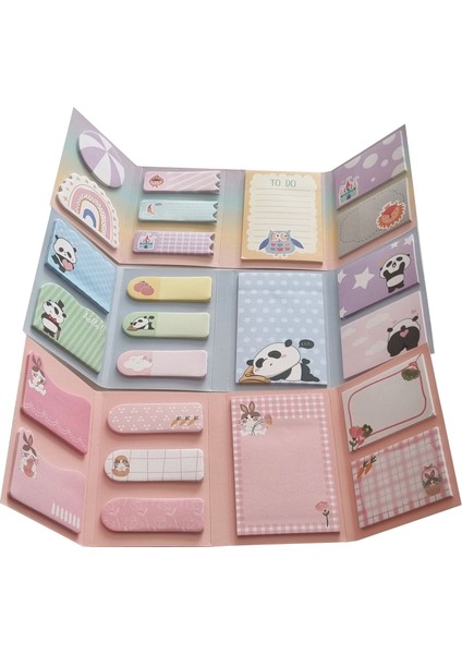 Panda Baykuş Tavşan Kraf 3'lü Yapışkanlı Not Kağıdı Seti 8 Farklı Desenli 8X20 Adet x 3 (480 Yaprak) fiyatları