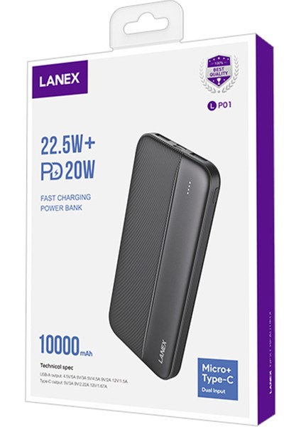 Lanex LP01 10.000 Mah 22.5W Pd Hızlı Şarj Powerbank