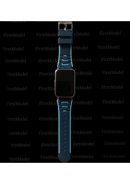 Huawei Watch Fit 2 Uyumlu Renkli Silikon Kordon Pim Çevirici Aparatı ile Birlikte Mavi Düz Çizgili