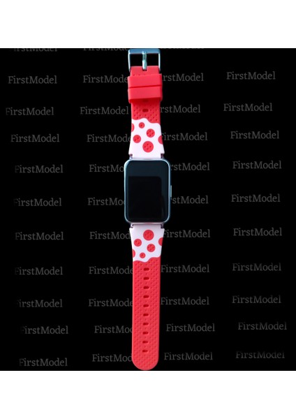 Huawei Watch Fit 2 Uyumlu Renkli Silikon Kordon Pim Çevirici Aparatı ile Birlikte Kırmızı Benekli