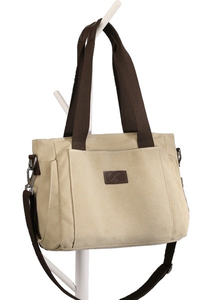 Yeni Saf Pamuk Kanvas Çanta Kadın Çantası Rahat Taşınabilir Omuz Çantası Çok Yönlü Crossbody Çanta Retro Büyük Çanta Moda (Yurt Dışından)