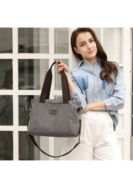 Yeni Saf Pamuk Kanvas Çanta Kadın Çantası Rahat Taşınabilir Omuz Çantası Çok Yönlü Crossbody Çanta Retro Büyük Çanta Moda (Yurt Dışından) modelleri