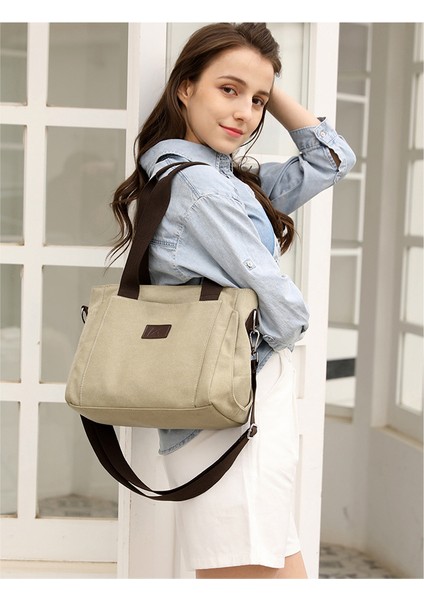 Yeni Saf Pamuk Kanvas Çanta Kadın Çantası Rahat Taşınabilir Omuz Çantası Çok Yönlü Crossbody Çanta Retro Büyük Çanta Moda (Yurt Dışından) fırsatları