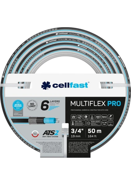 Multiflex Pro 6 Katmanlı Bahçe Sulama Hortumu 3/4" 50 M