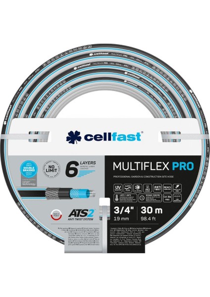 Multiflex Pro 6 Katmanlı Bahçe Sulama Hortumu 3/4" 30 M