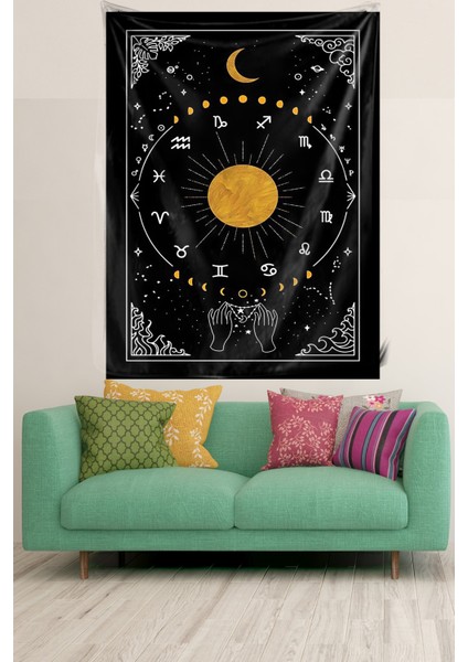 Astroloji Gökyüzü Yıldız Takımı Leke Tutmaz Kadife Dokulu Kumaş Duvar Örtüsü Duvar Halısı Tapestry fiyatları