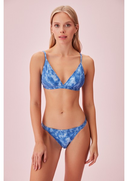 Kemerli Denim Baskılı Bikini Alt