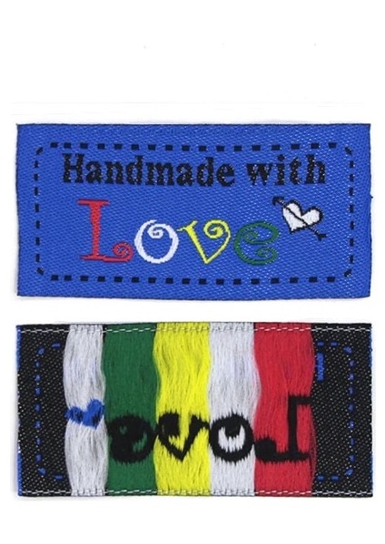 Mavi Stil El Yapımı Etiket Giyim Etiketleri Giysiler Için Aşk Etiketi ile El Yapımı Örme Şapka Çantaları Dikiş Aksesuarları 50*25 mm (Yurt Dışından)