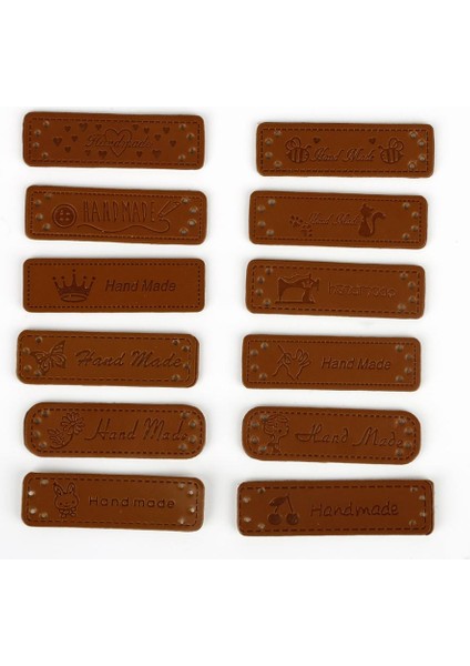 Makine 5 x 1.5cm Tarzı El Yapımı Etiketler Giysi Konfeksiyon Pu Deri Etiketler El Yapımı Etiketler Kot Çanta Ayakkabı Dıy Dikiş Aksesuarları Malzemeleri (Yurt Dışından)