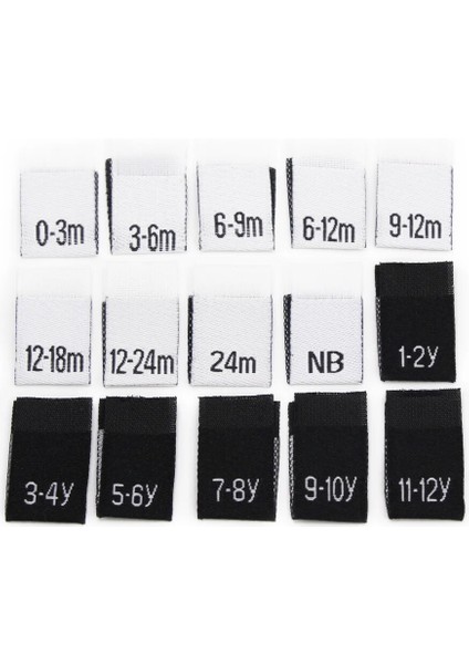 Beyaz 12-24M Stili Numara Boyut Etiketleri Bebek Giyim Için Siyah Beyaz Pamuklu Etiketler Polyester Dokuma Etiketler Kumaş Konfeksiyon Dikiş Aksesuarları (Yurt Dışından)