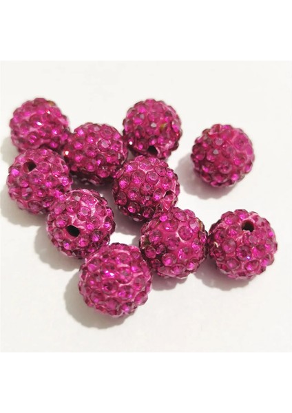 Fuşya Tarzı 12MM 20 Adet Bedava G! Rhinestone Spacer Boncuk Yuvarlak Iğne Işi Aksesuarları Takı Yapımı Için Li Dıy Boncuklar (Yurt Dışından)