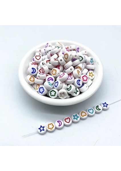 No.52 Tarzı Akrilik Oval Boncuklar Kalp Ay Aşk Boncukları Takı Yapımı Dıy Giyim Aksesuarları (Yurt Dışından)
