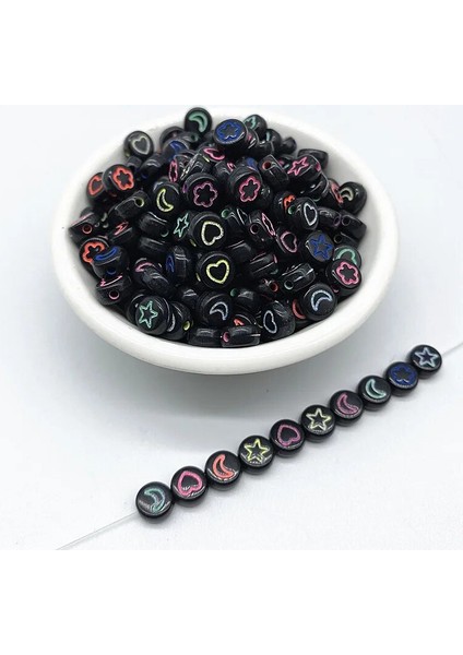 No.61 Stili Akrilik Oval Boncuklar Kalp Ay Aşk Boncukları Takı Yapımı Dıy Giyim Aksesuarları (Yurt Dışından)